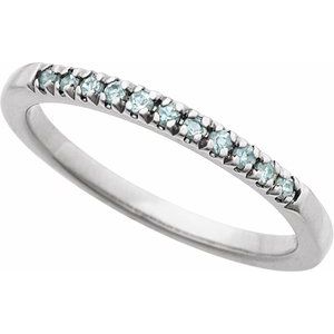 10K White Gold Natural Aquamarine Stackable Ring