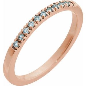 14K Rose Gold Natural Aquamarine Stackable Ring