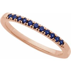 10K Rose Gold Natural Blue Sapphire Stackable Ring