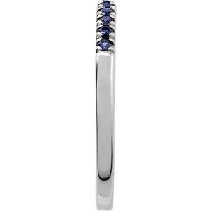 14K White Gold Natural Blue Sapphire Stackable Ring
