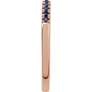 10K Rose Gold Lab-Grown Blue Sapphire Stackable Ring