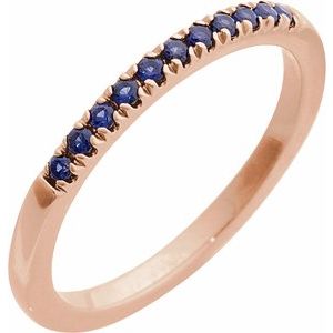 14K Rose Gold Lab-Grown Blue Sapphire Stackable Rin