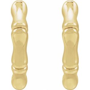 14K Yellow Gold Hinged Bamboo 15.5 mm Hoop Earrings