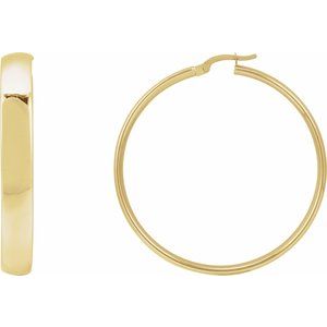 14K Yellow Gold 40 mm Tube Hoop Earrings