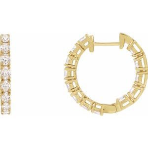 14K Yellow Gold 2 5/8 CTW Natural Diamond Inside-Outside 20.6 mm Hoop Earrings