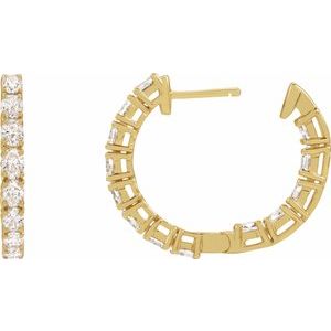 14K Yellow Gold 2 5/8 CTW Natural Diamond Inside-Outside 20.6 mm Hoop Earrings