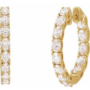 14K Yellow Gold 2 5/8 CTW Natural Diamond Inside-Outside 20.6 mm Hoop Earrings