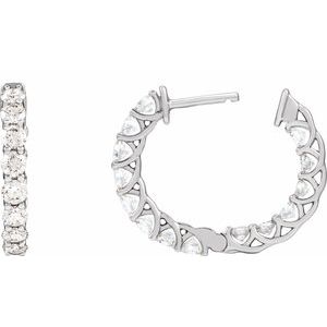Sterling Silver 2 1/5 CTW Lab-Grown Diamond Inside-Outside 19.7 mm Hoop Earrings