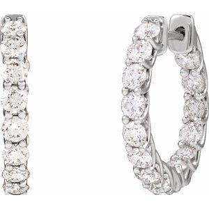 14K White Gold 2 1/5 CTW Natural Diamond Inside-Outside 19.7 mm Hoop Earrings