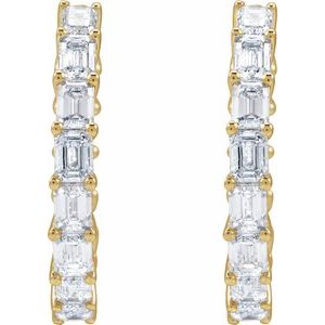 14K Yellow Gold 3 CTW Natural Diamond Inside-Outside 21.2 mm Hoop Earrings