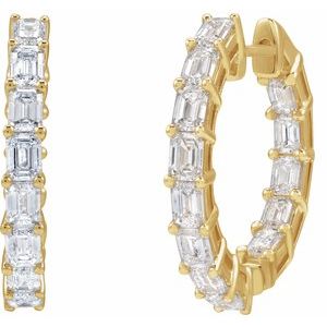 14K Yellow Gold 3 CTW Natural Diamond Inside-Outside 21.2 mm Hoop Earrings