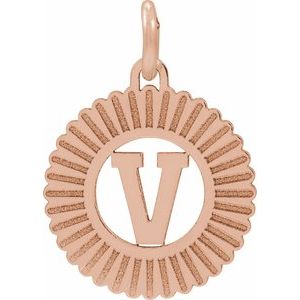 14K Rose Gold-Plated Sterling Silver Initial V Sunburst Pendant