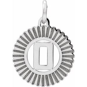 14K White Gold Initial O Sunburst Pendant