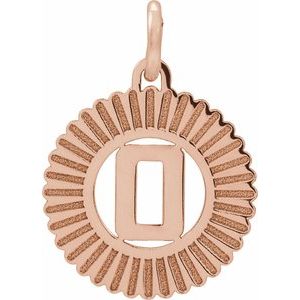 14K Rose Gold Initial O Sunburst Pendant