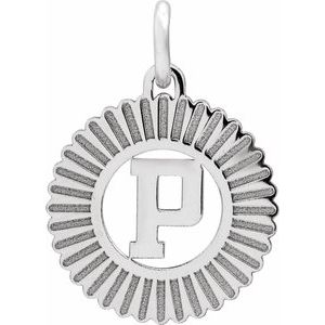 10K White Gold Initial P Sunburst Pendant
