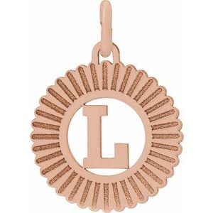 14K Rose Gold Initial L Sunburst Pendant