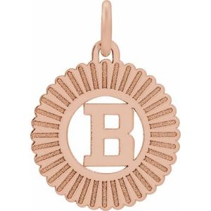 14K Rose Gold-Plated Sterling Silver Initial B Sunburst Pendant