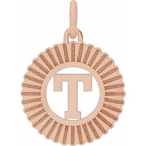 14K Rose Gold-Plated Sterling Silver Initial T Sunburst Pendant