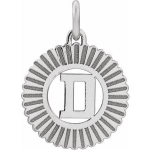 10K White Gold Initial D Sunburst Pendant