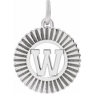 10K White Gold Initial W Sunburst Pendant