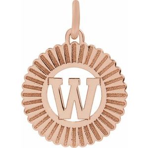 14K Rose Gold Initial W Sunburst Pendant