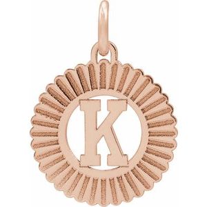 14K Rose Gold-Plated Sterling Silver Initial K Sunburst Pendant