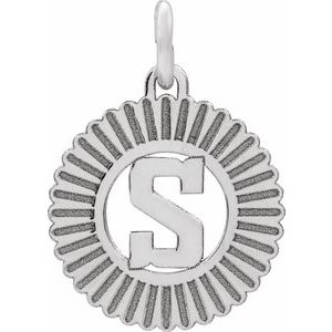 10K White Gold Initial S Sunburst Pendant