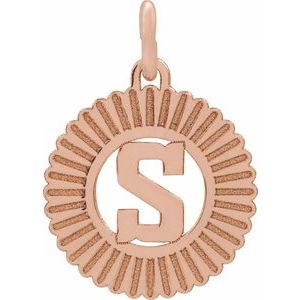 14K Rose Gold Initial S Sunburst Pendant