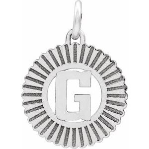 10K White Gold Initial G Sunburst Pendant