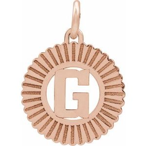 14K Rose Gold-Plated Sterling Silver Initial G Sunburst Pendant