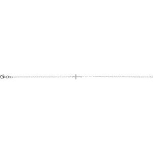 14K White Gold Sideways Cross 7" Bracelet