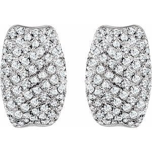 14K White Gold 9/10 CTW Natural Diamond Hoop Earrings
