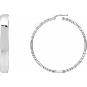 14K White Gold 40 mm Tube Hoop Earrings