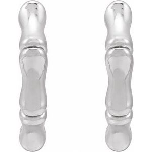 Sterling Silver Hinged Bamboo 15.5 mm Hoop Earrings