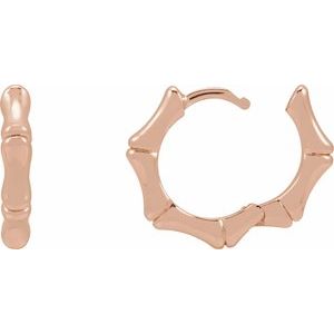 14K Rose Gold Hinged Bamboo 15.5 mm Hoop Earrings