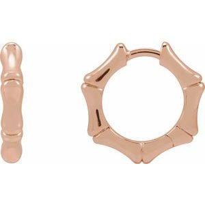 14K Rose Gold Hinged Bamboo 15.5 mm Hoop Earrings
