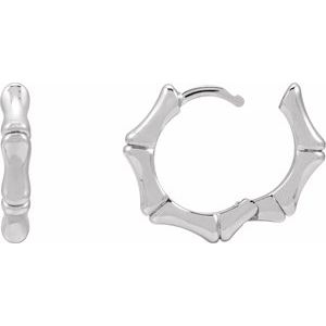 Platinum Hinged Bamboo 15.5 mm Hoop Earrings
