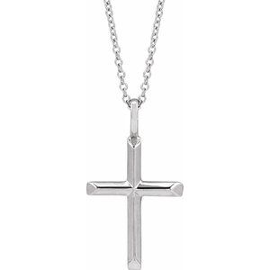 Platinum Knife-Edge Cross 16-18" Necklace