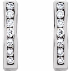 14K White Gold 1/4 CTW Natural Diamond J-Hoop Earrings