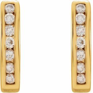 14K Yellow Gold 1/4 CTW Natural Diamond J-Hoop Earrings