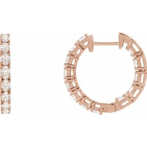 14K Rose Gold 2 5/8 CTW Lab-Grown Diamond Inside-Outside 20.6 mm Hoop Earrings