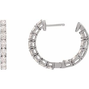 14K White Gold 2 5/8 CTW Natural Diamond Inside-Outside 20.6 mm Hoop Earrings