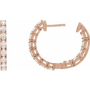14K Rose Gold 2 5/8 CTW Natural Diamond Inside-Outside 20.6 mm Hoop Earrings