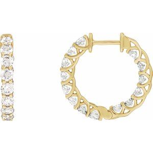 14K Yellow Gold 2 1/5 CTW Natural Diamond Inside-Outside 19.7 mm Hoop Earrings
