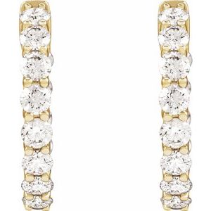 14K Yellow Gold 2 1/5 CTW Natural Diamond Inside-Outside 19.7 mm Hoop Earrings