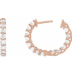 14K Rose Gold 2 1/5 CTW Natural Diamond Inside-Outside 19.7 mm Hoop Earrings