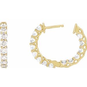 14K Yellow Gold 2 1/5 CTW Natural Diamond Inside-Outside 19.7 mm Hoop Earrings