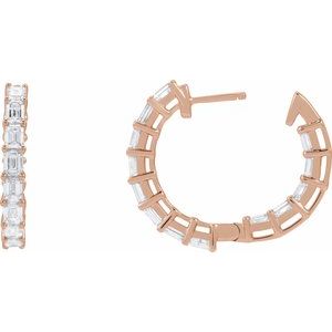 14K Rose Gold 3 CTW Natural Diamond Inside-Outside 21.2 mm Hoop Earrings