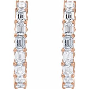 14K Rose Gold 3 CTW Natural Diamond Inside-Outside 21.2 mm Hoop Earrings