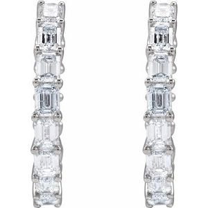 14K White Gold 3 CTW Natural Diamond Inside-Outside 21.2 mm Hoop Earrings